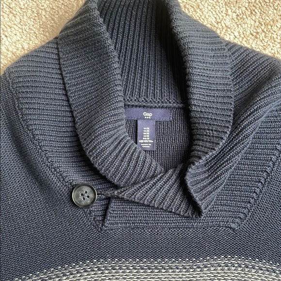 GAP Blue and Gray Turtleneck Sweater with Knitted Texture - Picture 2 of 3